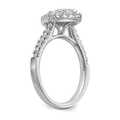 Verlobungsring mit Marquise-Halo aus simulierten Diamanten, 14K Weißgold