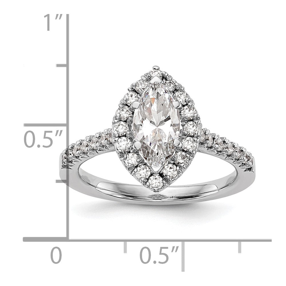 Verlobungsring mit Marquise-Halo aus simulierten Diamanten, 14K Weißgold