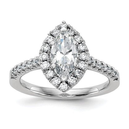 Verlobungsring mit Marquise-Halo aus simulierten Diamanten, 14K Weißgold