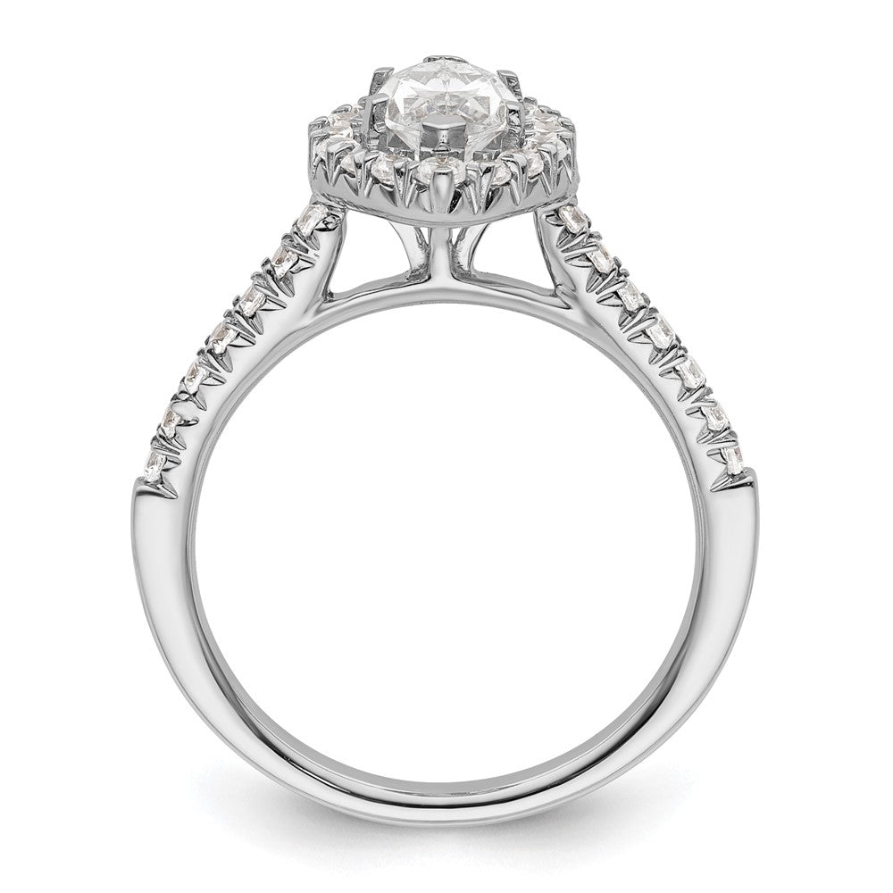 14-Karat-Weißgold-Verlobungsring mit Marquise-Halo aus simulierten Diamanten