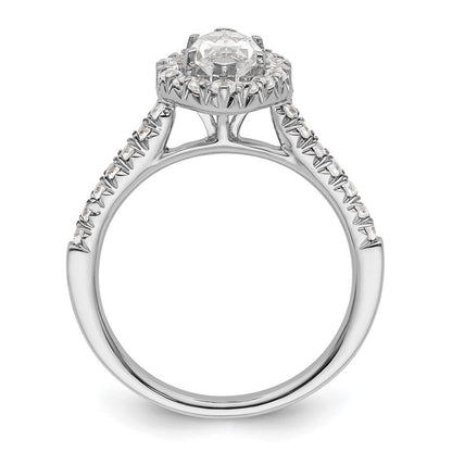 14-Karat-Weißgold-Verlobungsring mit Marquise-Halo aus simulierten Diamanten