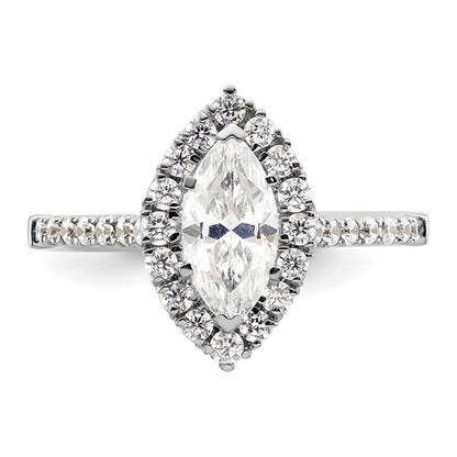 14-Karat-Weißgold-Verlobungsring mit Marquise-Halo aus simulierten Diamanten