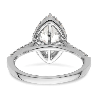 14-Karat-Weißgold-Verlobungsring mit Marquise-Halo aus simulierten Diamanten