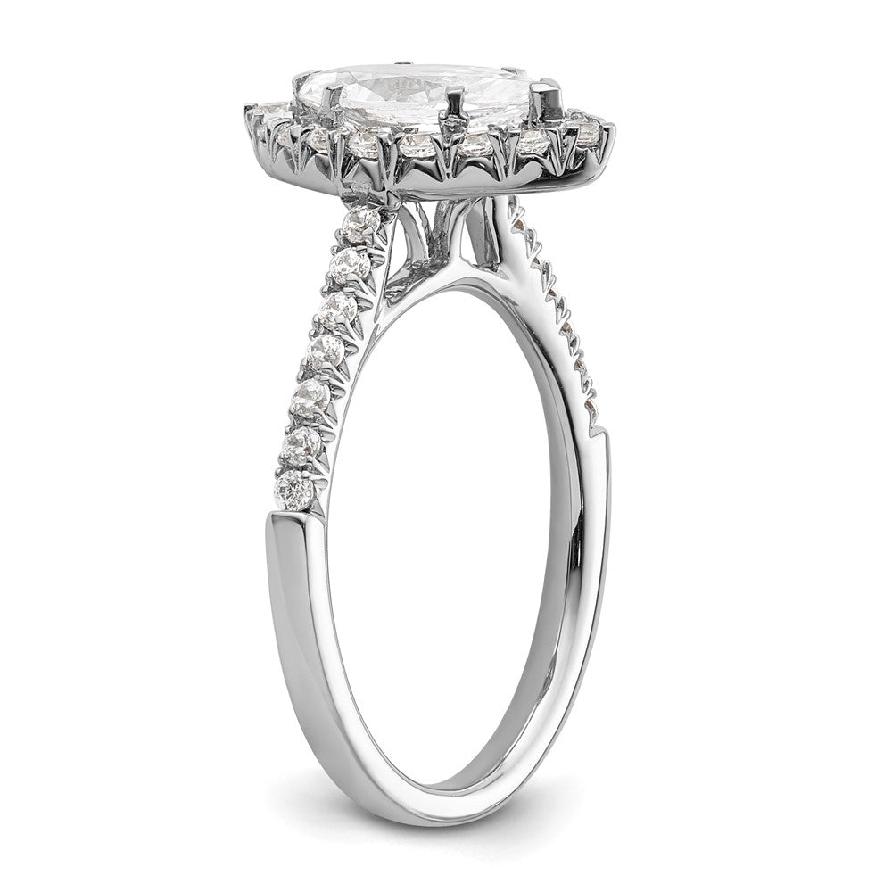 14-Karat-Weißgold-Verlobungsring mit Marquise-Halo aus simulierten Diamanten