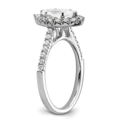14-Karat-Weißgold-Verlobungsring mit Marquise-Halo aus simulierten Diamanten