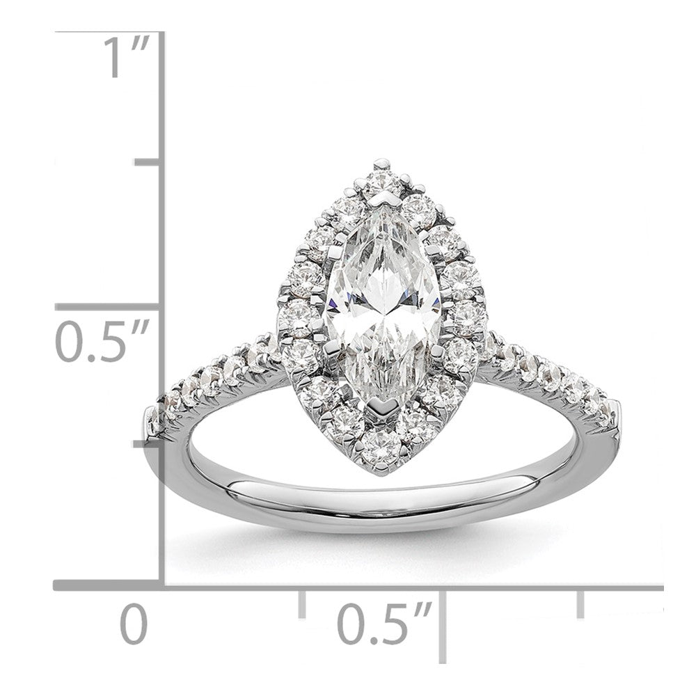 14-Karat-Weißgold-Verlobungsring mit Marquise-Halo aus simulierten Diamanten