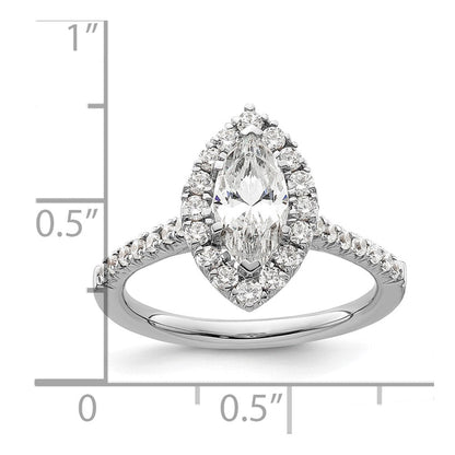 14-Karat-Weißgold-Verlobungsring mit Marquise-Halo aus simulierten Diamanten