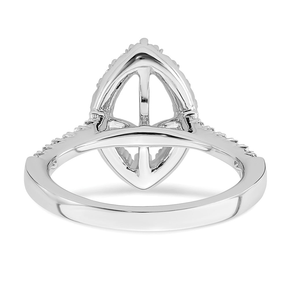 14K Weißgold Marquise-Halo-Ring mit simulierten Diamanten