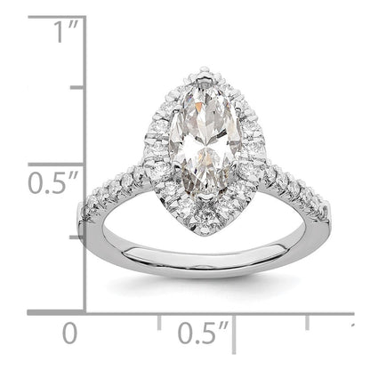 14K Weißgold Marquise-Halo-Ring mit simulierten Diamanten