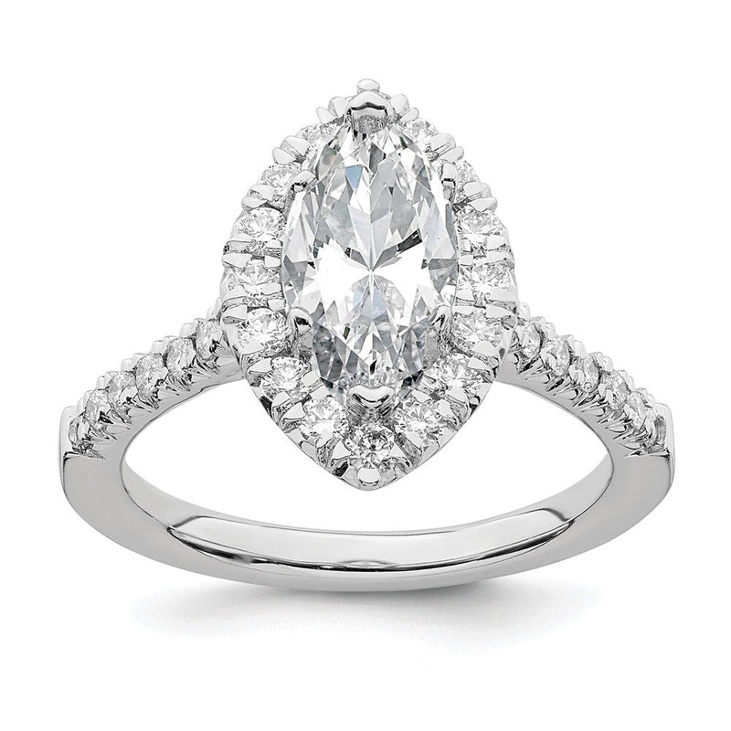 14K Weißgold Marquise-Halo-Ring mit simulierten Diamanten