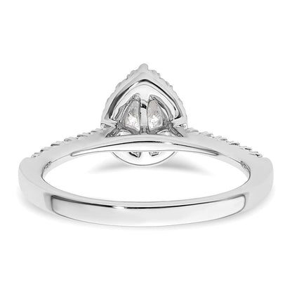 14K Weißgold Verlobungsring mit Diamant-Simulanten im Tropfenschliff und Halo-Fassung