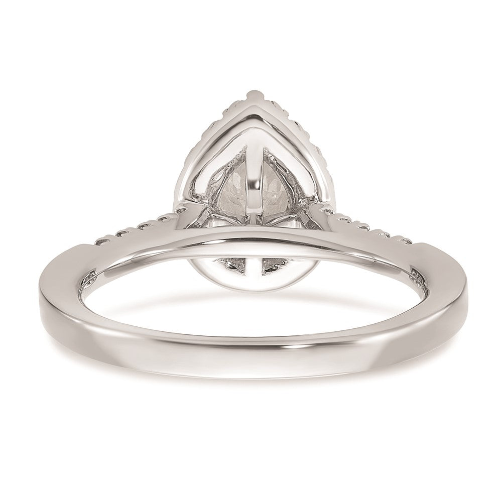 14K Weißgold Verlobungsring mit Halo und simuliertem Diamanten im Tropfenschliff