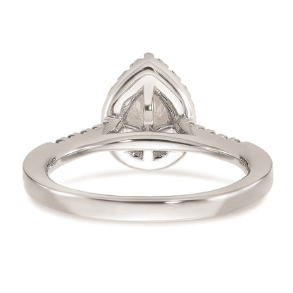 14K Weißgold Verlobungsring mit Halo und simuliertem Diamanten im Tropfenschliff