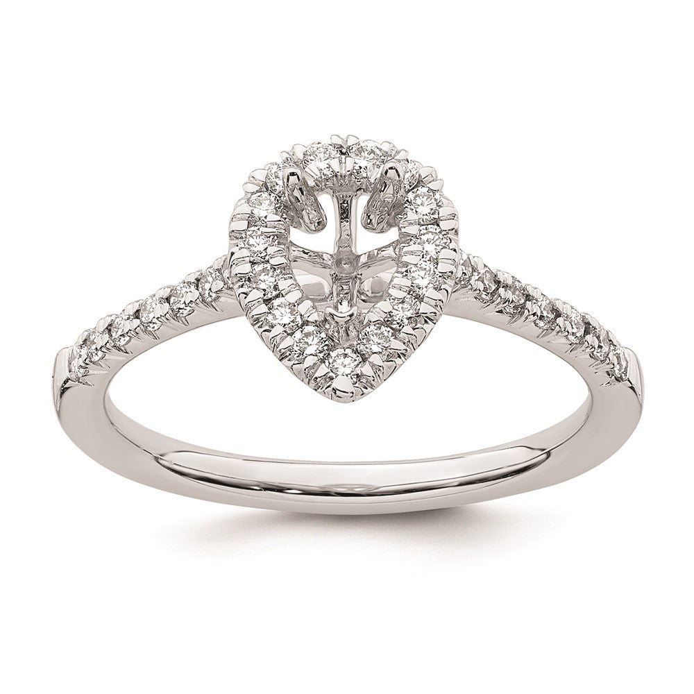 14K Weißgold Verlobungsring mit Halo und simuliertem Diamanten im Tropfenschliff