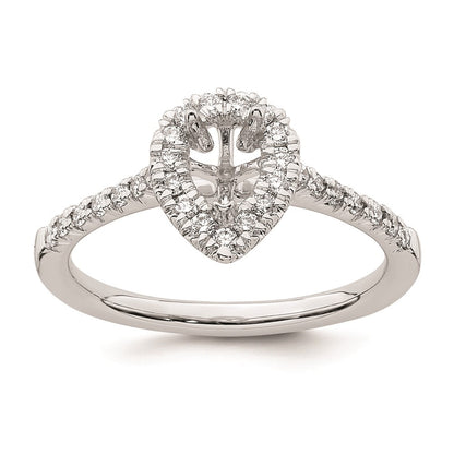 14K Weißgold Verlobungsring mit Halo und simuliertem Diamanten im Tropfenschliff