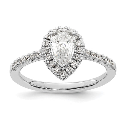 14K Weißgold Verlobungsring mit 0,75 ct. Birnenschliff-Center-Halo-Semi-Mount und 0,33 ct. Labor-Diamanten VS/SI+ G+