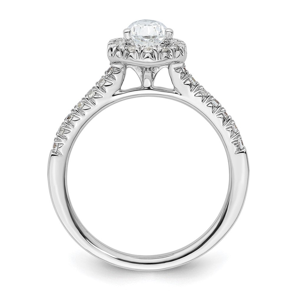 14K Weißgold Verlobungsring mit 0,75 ct. Birnenschliff-Center-Halo-Semi-Mount und 0,33 ct. Labor-Diamanten VS/SI+ G+
