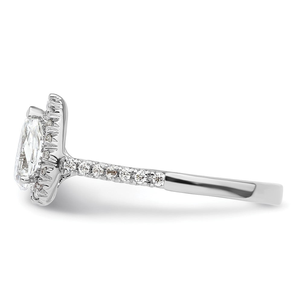 14K Weißgold Verlobungsring mit 0,75 ct. Birnenschliff-Center-Halo-Semi-Mount und 0,33 ct. Labor-Diamanten VS/SI+ G+