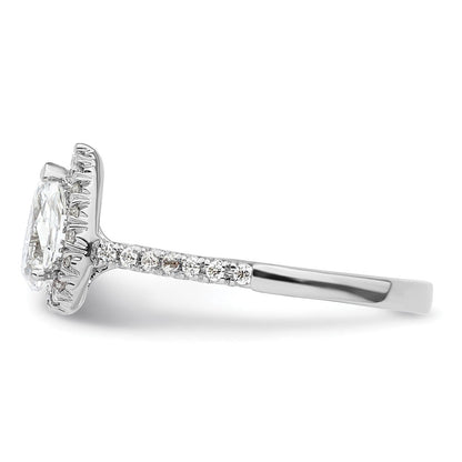 14K Weißgold Verlobungsring mit 0,75 ct. Birnenschliff-Center-Halo-Semi-Mount und 0,33 ct. Labor-Diamanten VS/SI+ G+