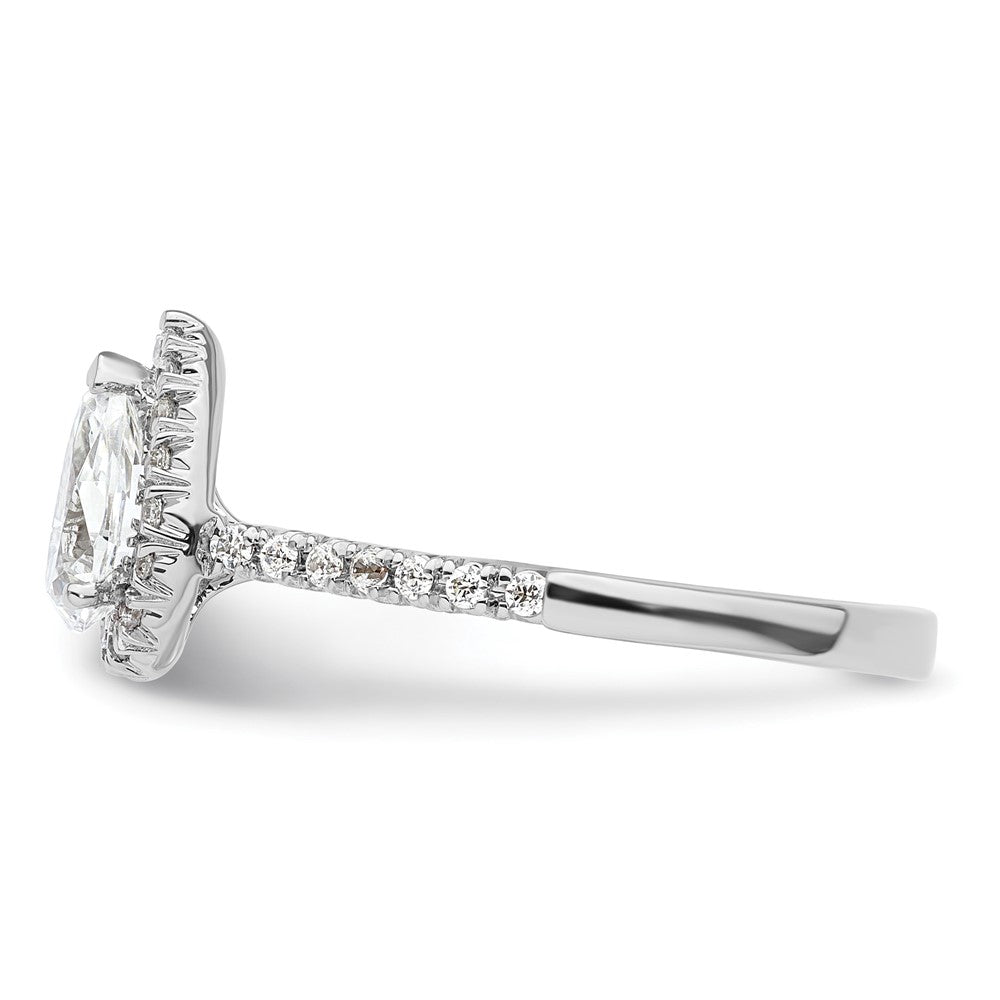 Verlobungsring aus 14K Weißgold mit tropfenförmigem Diamant-Simulanten und Halo-Fassung