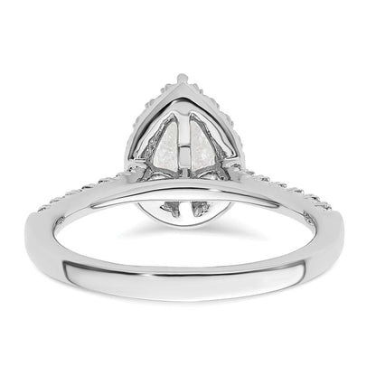 14K Weißgold Verlobungsring mit 0,75 ct. Birnenschliff-Center-Halo-Semi-Mount und 0,33 ct. Labor-Diamanten VS/SI+ G+