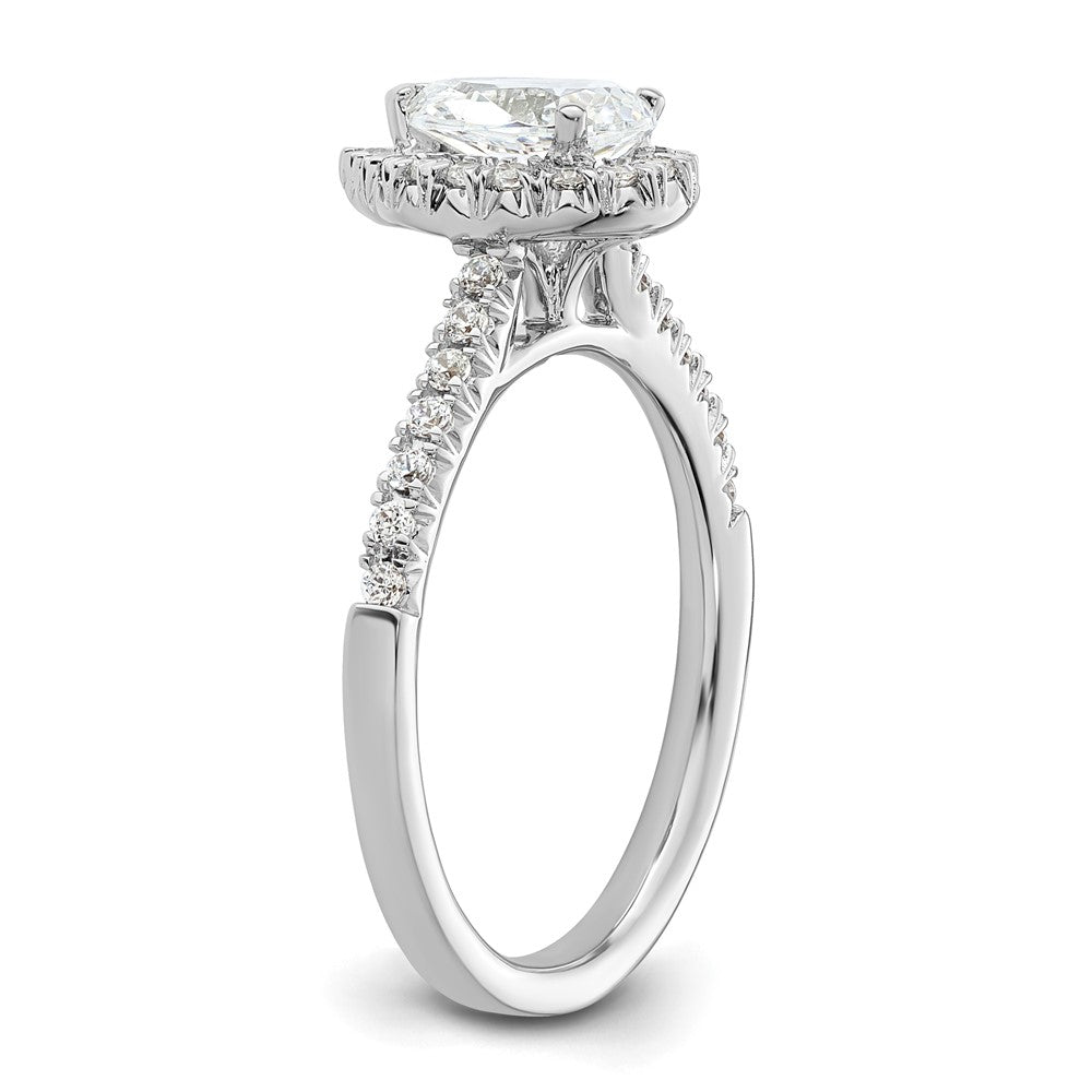 14K Weißgold Verlobungsring mit 0,75 ct. Birnenschliff-Center-Halo-Semi-Mount und 0,33 ct. Labor-Diamanten VS/SI+ G+