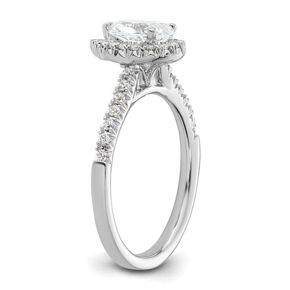 14K Weißgold Verlobungsring mit 0,75 ct. Birnenschliff-Center-Halo-Semi-Mount und 0,33 ct. Labor-Diamanten VS/SI+ G+