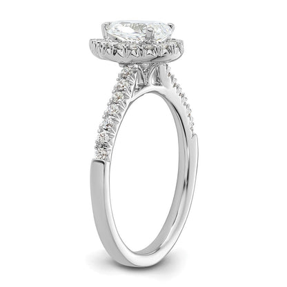 Verlobungsring aus 14K Weißgold mit tropfenförmigem Diamant-Simulanten und Halo-Fassung