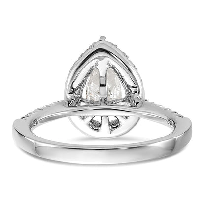 14K Weißgold Verlobungsring mit 0,375 ct. im Labor gezüchteten Diamanten VS/SI+ G+ und 1 ct. Center Diamant im Birnenschliff mit Halo-Fassung