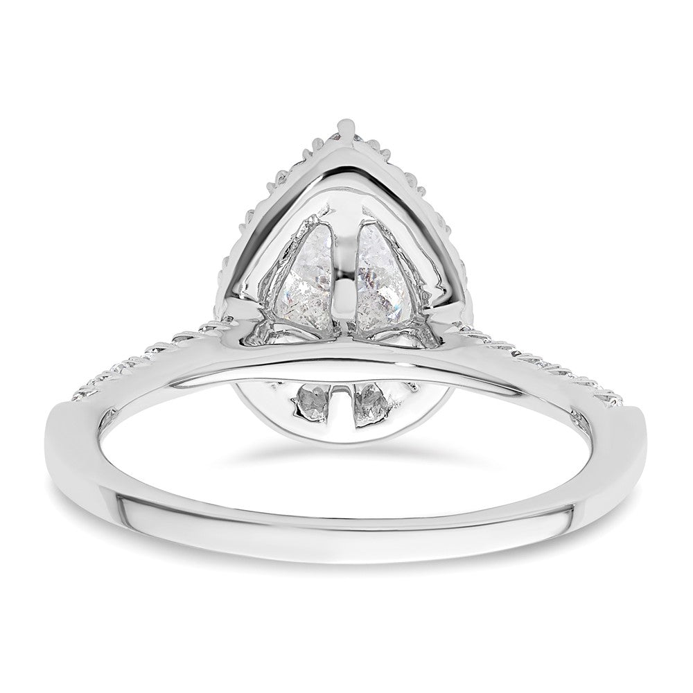 14 Karat Weißgold Verlobungsring mit tropfenförmigem Halo aus simulierten Diamanten