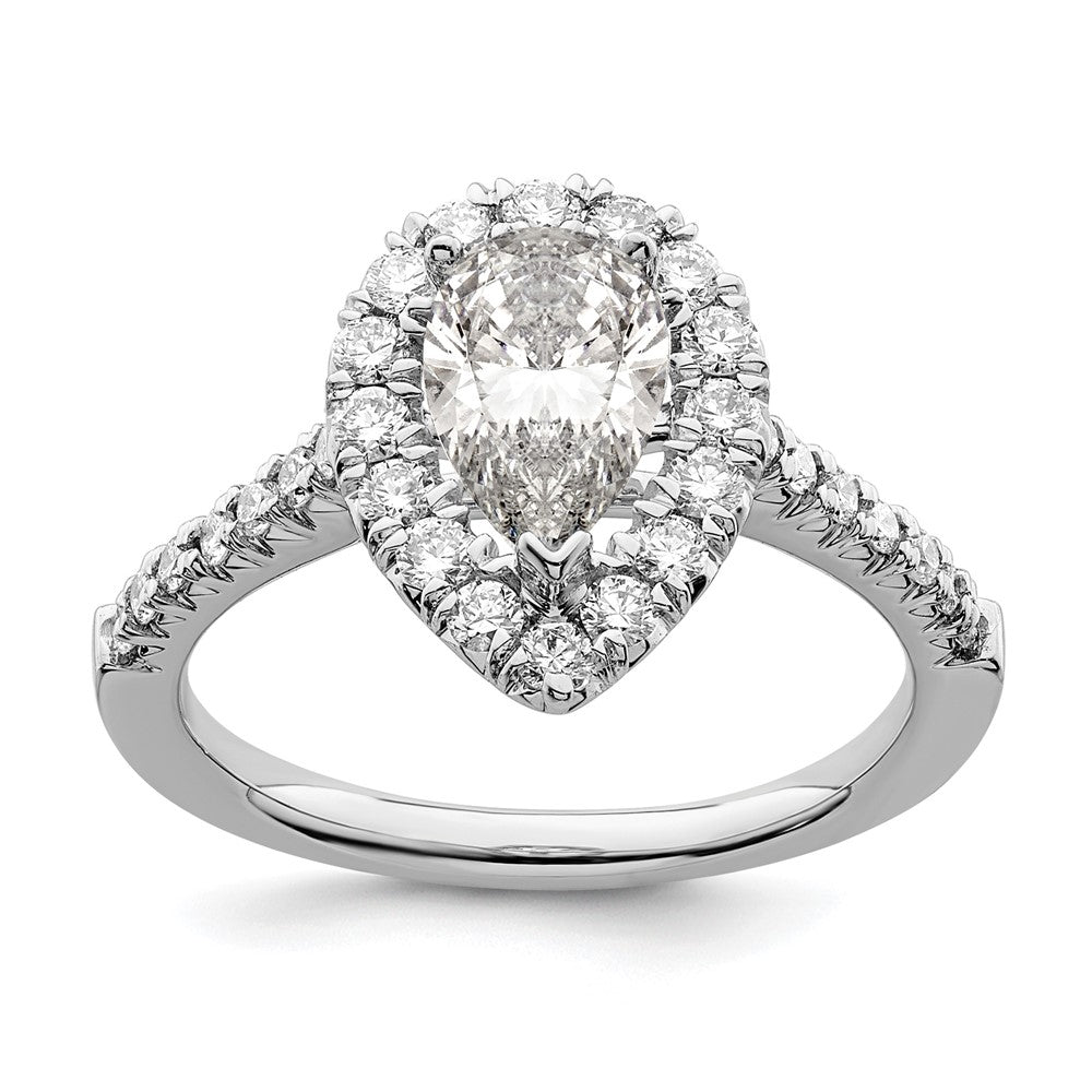 14K Weißgold 0,625 ct. Labor-Diamant VS/SI+ G+ 1,5 ct. Center Birnenschliff-Halo-Verlobungsring