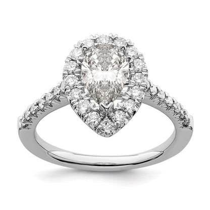 14K Weißgold 0,625 ct. Labor-Diamant VS/SI+ G+ 1,5 ct. Center Birnenschliff-Halo-Verlobungsring