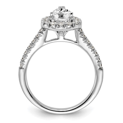 14K Weißgold 0,625 ct. Labor-Diamant VS/SI+ G+ 1,5 ct. Center Birnenschliff-Halo-Verlobungsring