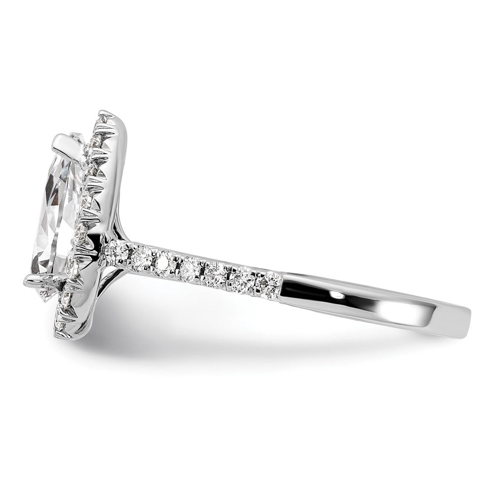 14K Weißgold 0,625 ct. Labor-Diamant VS/SI+ G+ 1,5 ct. Center Birnenschliff-Halo-Verlobungsring