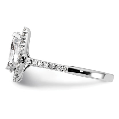 14K Weißgold 0,625 ct. Labor-Diamant VS/SI+ G+ 1,5 ct. Center Birnenschliff-Halo-Verlobungsring