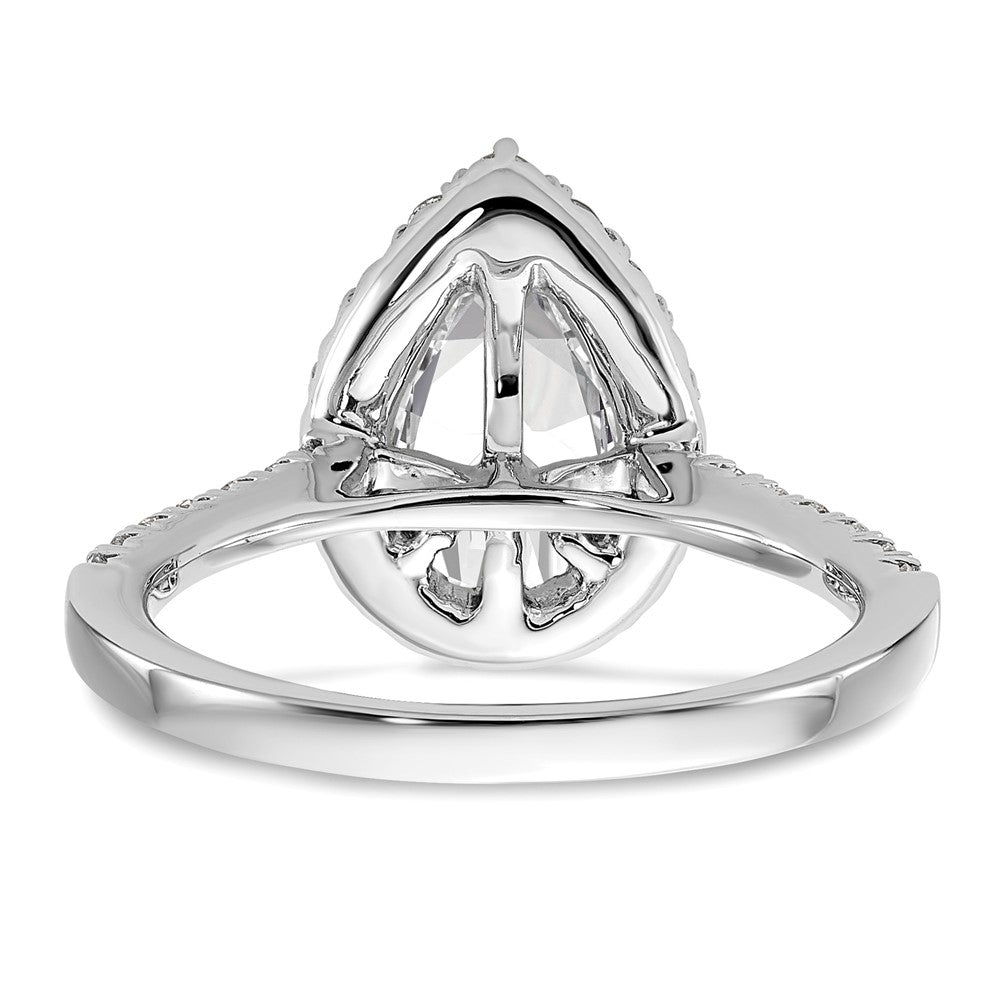 14K Weißgold 0,625 ct. Labor-Diamant VS/SI+ G+ 1,5 ct. Center Birnenschliff-Halo-Verlobungsring