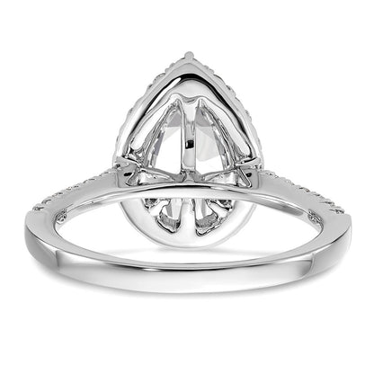 14K Weißgold 0,625 ct. Labor-Diamant VS/SI+ G+ 1,5 ct. Center Birnenschliff-Halo-Verlobungsring