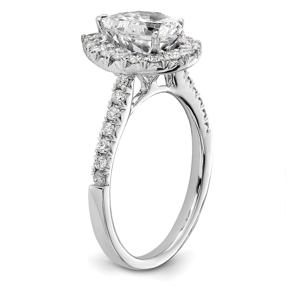 14K Weißgold 0,625 ct. Labor-Diamant VS/SI+ G+ 1,5 ct. Center Birnenschliff-Halo-Verlobungsring