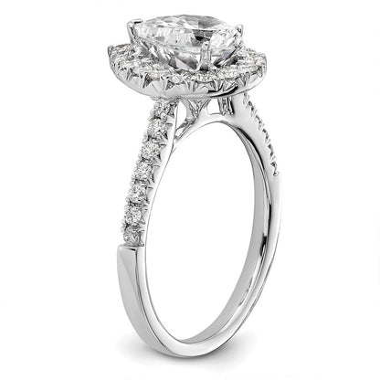 14K Weißgold 0,625 ct. Labor-Diamant VS/SI+ G+ 1,5 ct. Center Birnenschliff-Halo-Verlobungsring