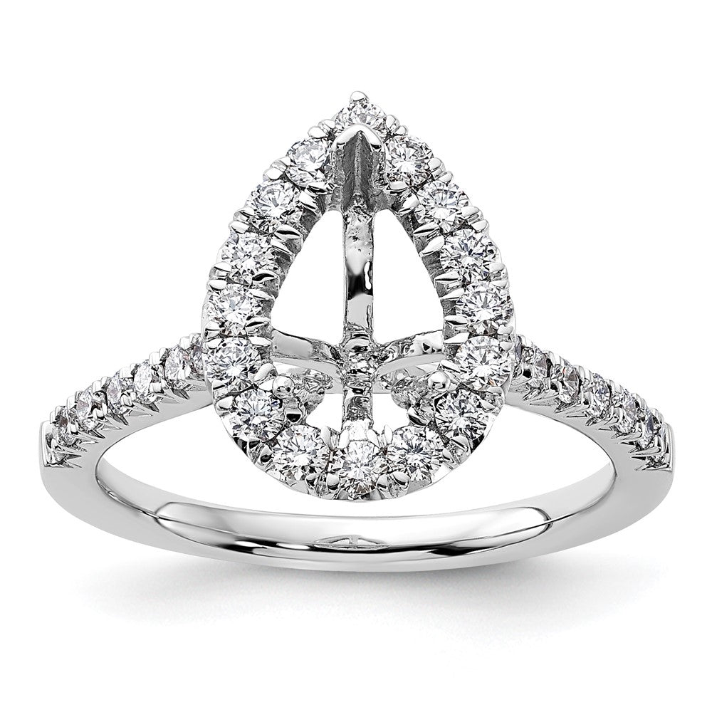 14K Weißgold 0,625 ct. Labor-Diamant VS/SI+ G+ 1,5 ct. Center Birnenschliff-Halo-Verlobungsring