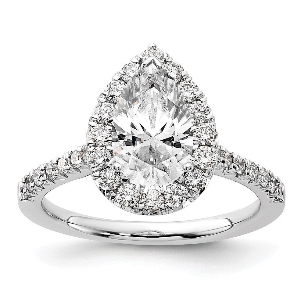 14K Weißgold 0,625 ct. Labor-Diamant VS/SI+ G+ 1,5 ct. Center Birnenschliff-Halo-Verlobungsring