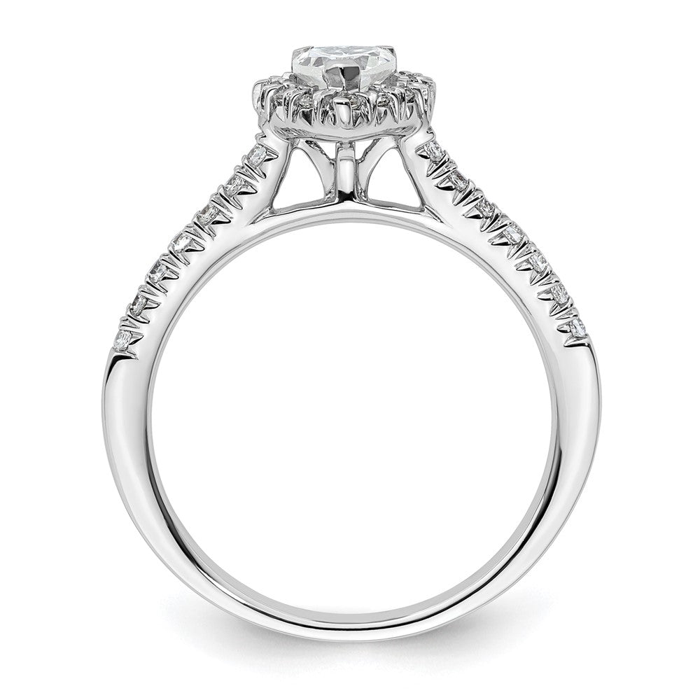 Verlobungsring mit Herz-Halo aus 14 Karat Weißgold mit simulierten Diamanten