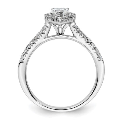 Verlobungsring mit Herz-Halo aus 14 Karat Weißgold mit simulierten Diamanten