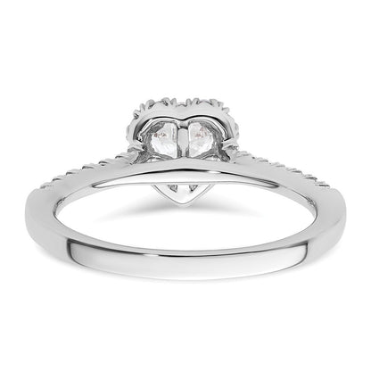 Verlobungsring mit Herz-Halo aus 14 Karat Weißgold mit simulierten Diamanten