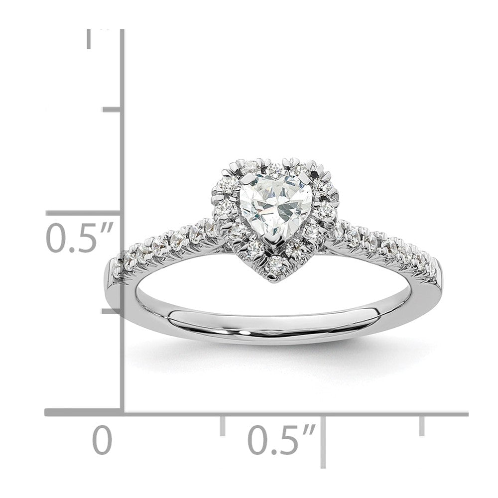 Verlobungsring mit Herz-Halo aus 14 Karat Weißgold mit simulierten Diamanten