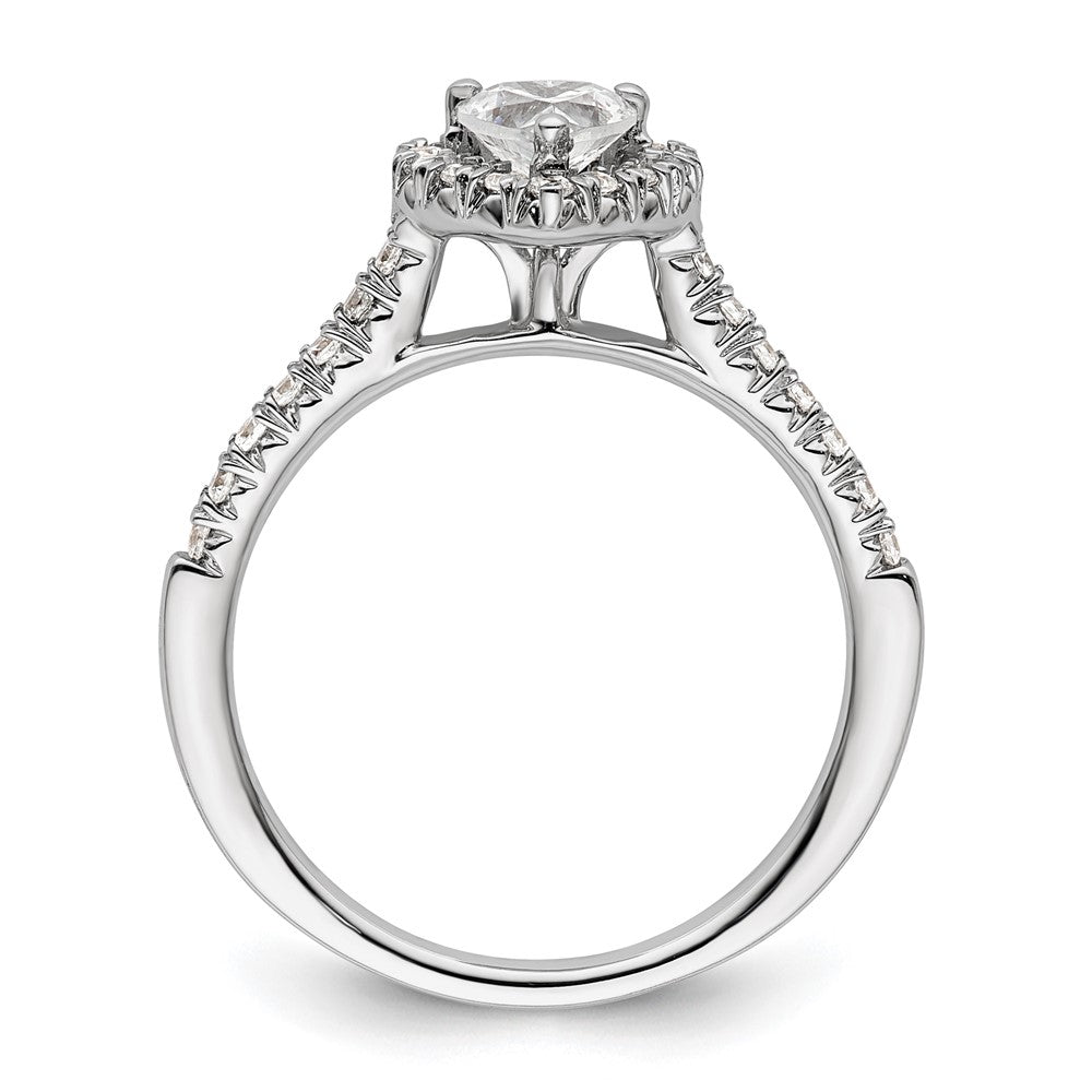 14K Weißgold Verlobungsring mit simulierten Diamanten in Herz-Halo-Fassung