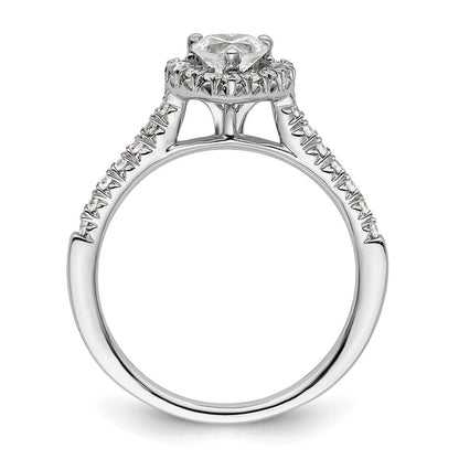 14K Weißgold Verlobungsring mit simulierten Diamanten in Herz-Halo-Fassung