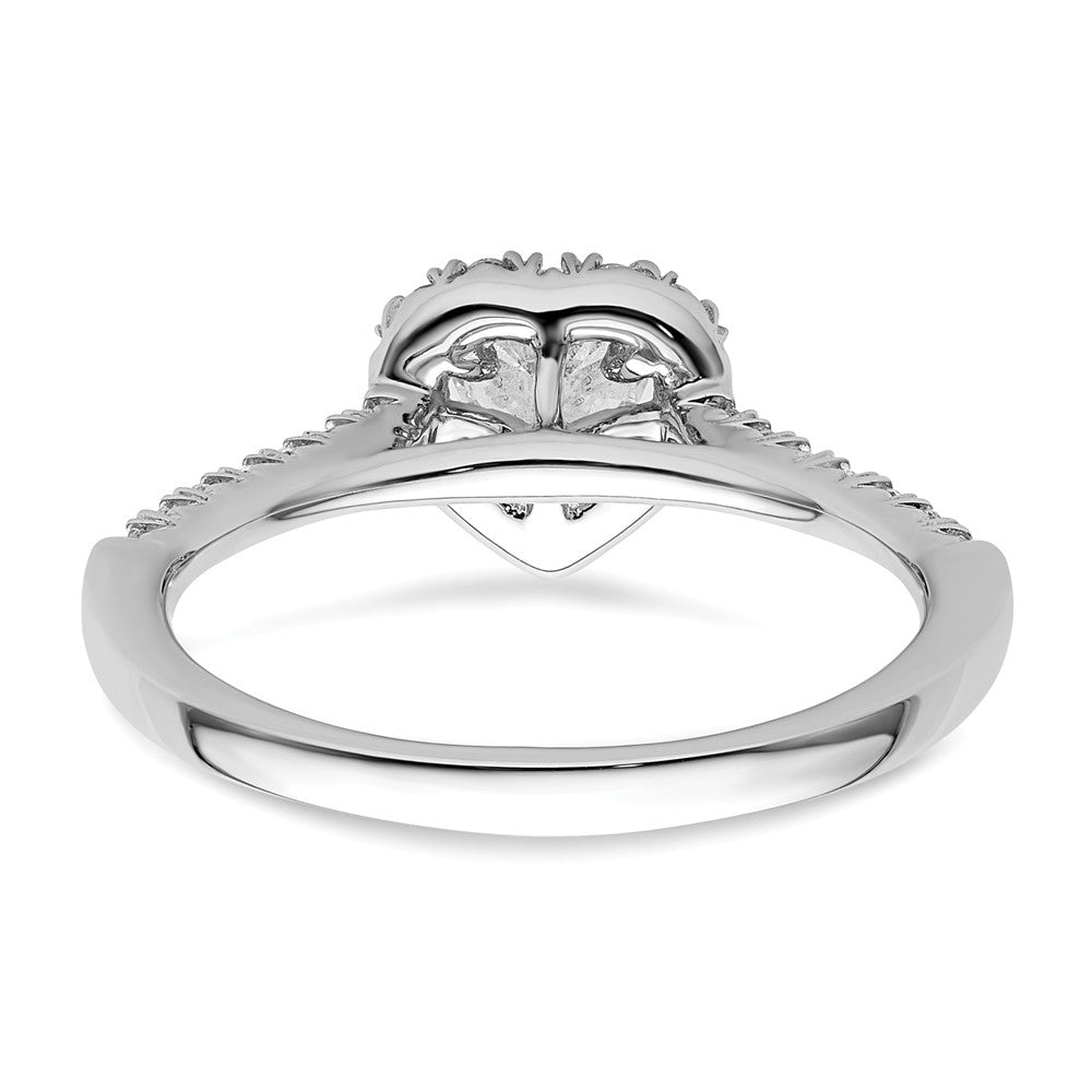 14K Weißgold Verlobungsring mit simulierten Diamanten in Herz-Halo-Fassung
