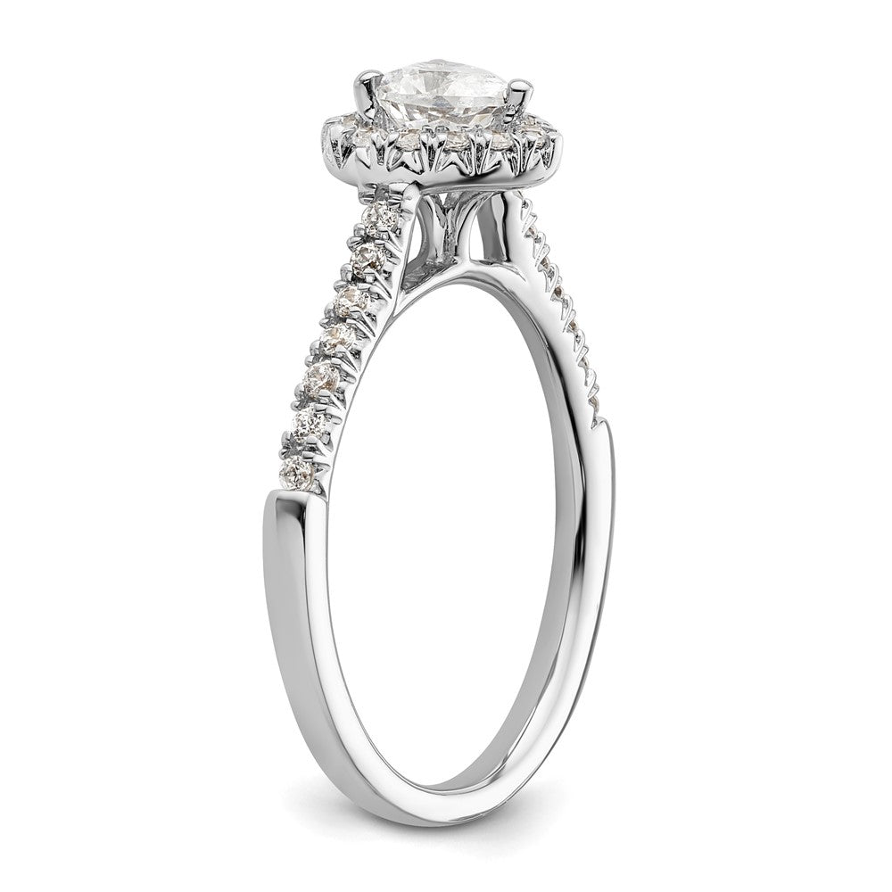 14K Weißgold Verlobungsring mit simulierten Diamanten in Herz-Halo-Fassung