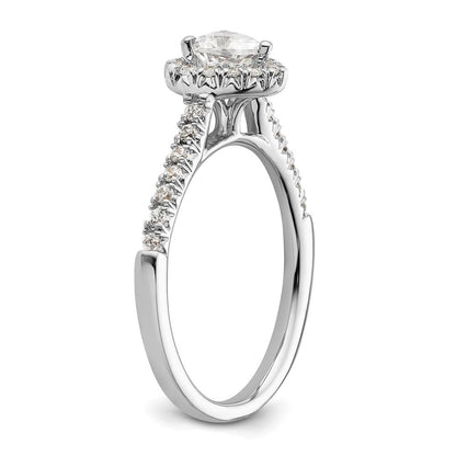 14K Weißgold Verlobungsring mit simulierten Diamanten in Herz-Halo-Fassung